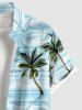 Plus Size Coconut Tree Sea Print Buttons Pocket Hawaii Shirt For Men -  