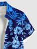 Chemise Imprimé à Fleurs et Feuilles Tropicales à Boutons Grande Taille avec Poche pour Homme - Bleu 4XL