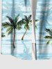 Chemise Imprimé Cocotier à Boutons Grande Taille avec Poche pour Homme - Bleu clair 3XL