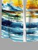 Chemise Décontractée Cocotier Peinture à L'Huile Imprimé avec Poche de Grande Taille pour Homme - Bleu 4XL