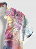 Plus Size Disdressed Colorful Sunflower Print Buttons Pocket Hawaii Shirt For Men -  