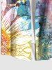 Plus Size Disdressed Colorful Sunflower Print Buttons Pocket Hawaii Shirt For Men -  