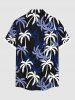 Plus Size Coconut Tree Print Buttons Pocket Hawaii Shirt For Men -  
