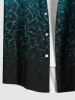 Plus Size Ombre Colorblock Water Ripples Print Buttons Pocket Hawaii Shirt For Men -  