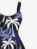 Robe Débardeur Hawaïen à Imprimé Cocotiers Grande-Taille - Noir 3X