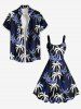 Robe Débardeur Hawaïen à Imprimé Cocotiers Grande-Taille - Noir 3X