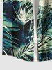 Plus Size Tropical Leaf Print Buttons Pocket Hawaii Shirt For Men -  