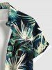 Plus Size Tropical Leaf Print Buttons Pocket Hawaii Shirt For Men -  