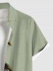 Plus Size Coconut Tree Beach Sea Colorblock Print Buttons Pocket Hawaii Shirt For Men -  