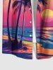 Plus Size Coconut Tree Sun Seascape Ombre Print Buttons Pocket Hawaii Shirt For Men -  