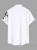 Plus Size Valentine's Day Heart Flowers Leaf Print Buttons Pocket Shirt For Men -  