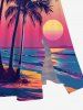 Plus Size Coconut Tree Sun Seascape Ombre Print Split Hawaii Midi Dress -  