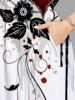 Plus Size Valentine's Day Heart Flowers Leaf Print Split Midi Dress -  