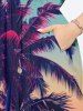 Plus Size Coconut Tree Sun Seascape Ombre Print Split Hawaii Midi Dress -  