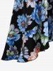 Plus Size Colorful Flower Print Surplice Ruffles A Line Casual Dress -  