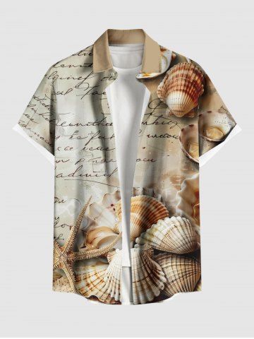 Chemise Imprimée Lettre Déchirée à Poches Grande Taille pour Homme