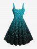 Tenue de Plage à Imprimé Ondulations avec Manches en Dégradé de Couleurs Grande-Taille pour Femmes - Vert 