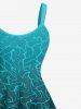 Tenue de Plage à Imprimé Ondulations avec Manches en Dégradé de Couleurs Grande-Taille pour Femmes - Vert 