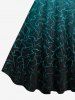 Tenue de Plage à Imprimé Ondulations avec Manches en Dégradé de Couleurs Grande-Taille pour Femmes - Vert 