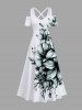 Flowers Leaf Print Plus Size Matching Hawaii Beach Outfit For Couples -  