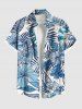 Tenue de Plage à Imprimé Fleurs et Feuilles Tropicales Grande-Taille pour Couples - Bleu 