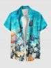 Tenue de Plage Grande Taille Imprimé Crop T-shirt Couleur Dégradée - Bleu Ciel 