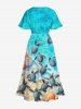 Tenue de Plage Grande Taille Imprimé Crop T-shirt Couleur Dégradée - Bleu Ciel 
