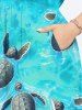 Tenue de Plage Grande Taille Imprimé Crop T-shirt Couleur Dégradée - Bleu Ciel 