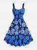 Tenue de Plage à Imprimé Feuilles Tropicales Grande-Taille pour Couples - Bleu 