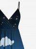 Short de Plage Transparent Ombré à Imprimé Nuage et Galaxie Grande-Taille - Bleu profond 