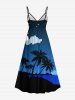 Short de Plage Transparent Ombré à Imprimé Nuage et Galaxie Grande-Taille - Bleu profond 