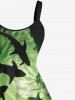 Robe Grande Taille Ajoustée D'Plusieurs Épaisseurs Imprimé Requin - Vert M