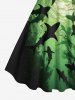 Robe Grande Taille Ajoustée D'Plusieurs Épaisseurs Imprimé Requin - Vert M