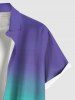 Plus Size Coconut Tree Dip Dye Ombre Print Hawaii Button Pocket Shirt For Men -  