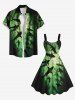 Plus Size Waterweed Seabed Shark Print Hawaii Sea Creatures Ombre A Line Tank Dress -  