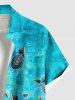 Chemise Décontractée Boutonnée Coquille Océan Océan Imprimés Grande Taille avec Poche - Bleu XL