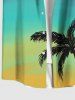 Plus Size Coconut Tree Dip Dye Ombre Print Hawaii Button Pocket Shirt For Men -  