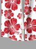 Chemise Décontractée Fleur D'Hibiscus et Poche de Grande Taille avec Boutons - Rouge M