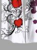 Plus Size Valentine's Day Heart Wings Paint Splatter Printed Buttons Pocket Shirt For Men -  