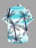 Plus Size Coconut Tree Ombre Sea Print Buttons Pocket Hawaii Shirt For Men -  