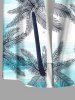 Plus Size Coconut Tree Ombre Sea Print Buttons Pocket Hawaii Shirt For Men -  