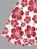 Robe Débardeur Hawaïen Fleur D'Hibiscus et Feuille Tropicale Imprimées de Grande Taille - Rouge 3X