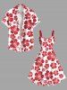 Robe Débardeur Hawaïen Fleur D'Hibiscus et Feuille Tropicale Imprimées de Grande Taille - Rouge 3X