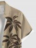 Plus Size Coconut Tree Colorblock Ocean Current Print Buttons Pocket Hawaii Shirt For Men -  