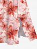 Robe Mi-Longue Hawaïen Fendue Fleur Imprimée de Grande Taille - Rose clair XS