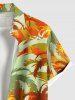 Plus Size Coconut Tree Colorblock Print Buttons Pocket Hawaii Shirt For Men -  
