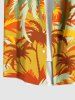 Plus Size Coconut Tree Colorblock Print Buttons Pocket Hawaii Shirt For Men -  