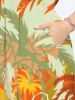 Plus Size Coconut Tree Colorblock Print Split Hawaii Midi Dress -  