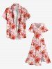 Robe Mi-Longue Hawaïen Fendue Fleur Imprimée de Grande Taille - Rose clair 4X