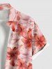 Chemise Ombre Imprimée Fleurs à Boutons Grande Taille avec Poche pour Homme - Rose clair 3XL